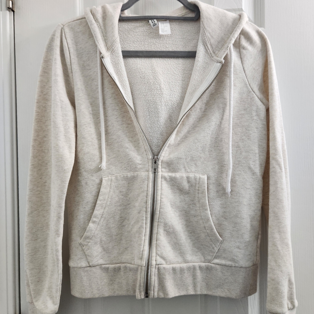 H&M Cream Zip-up Sweater